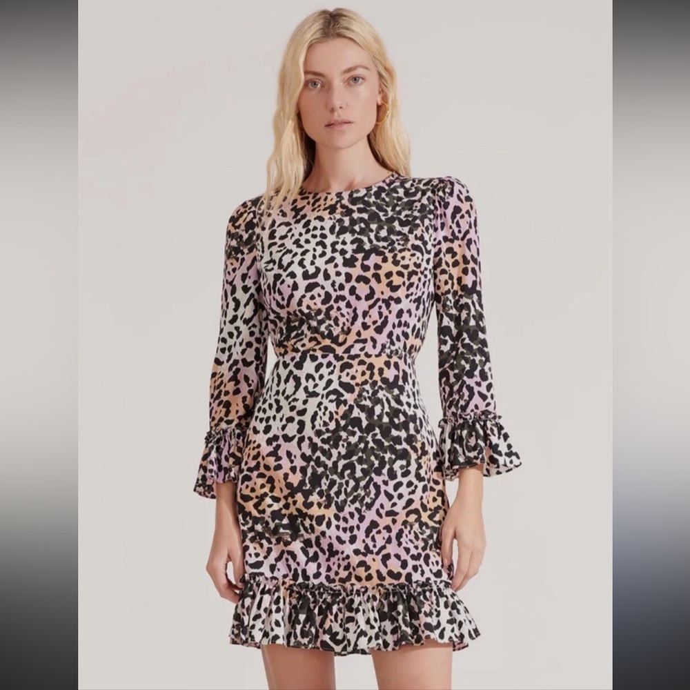 Veronica Beard Tamar Silk Watercolor Leopard Mini Dress size 0
